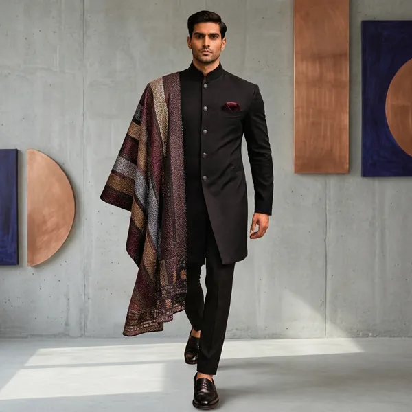 Z_Black_Black_Indo_Western_With_Dupatta_For_Sangeet_Reception