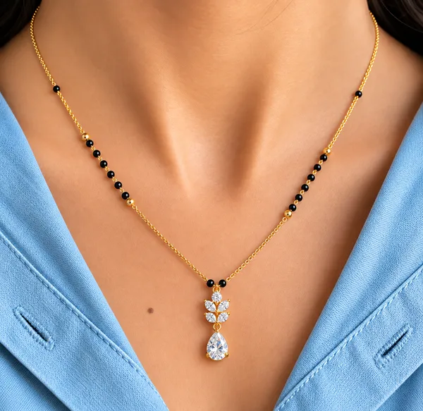 Krishna_Teardrop_Pendant_Black_Bead_Mangalsutra_For_Women
