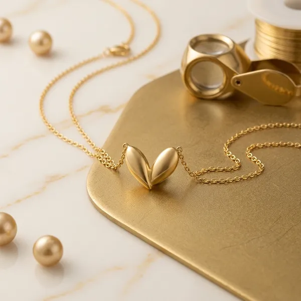 Golden_Heart_Pendant_Matte_Finish_Necklace_For_Women