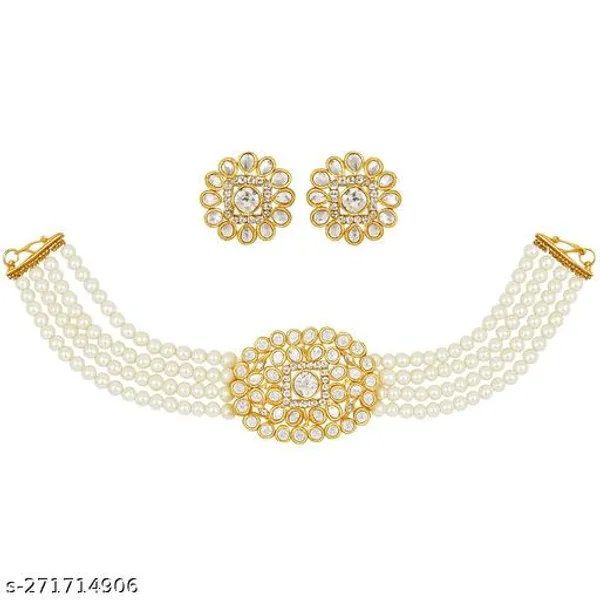 Shimmering_Elegant_Jewellery_Set_Gold_Plated_Pearl_Choker_With_Kundan_Pendant_Earrings_Stylish_Traditional_Ethnic_Wear_For_Women_Premium_Festive_Wedding_Party_Jewellery_Ideal_Gift_For_Anniversaries_Cultural_Celebrations