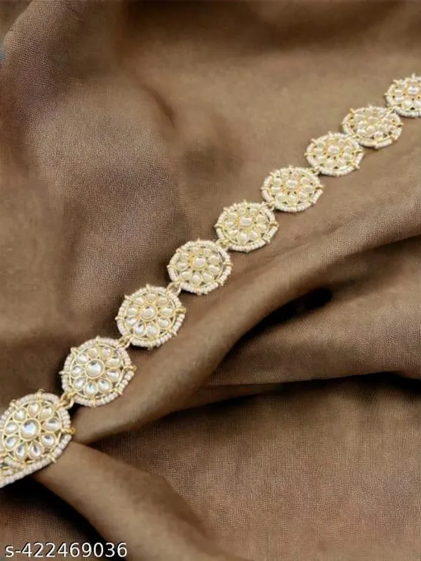 Traditional_Sheeshpatti_Embroidered_Trim_Gold_Toned_Circular_Motif_Border_With_White_Stones_Ornate_Forehead_Jewellery_For_Bridal_Wear_Lehenga_Dupatta_Saree_Styling_Craft_Projects_Lightweight_Skin_Friendly_Durable_Ideal_For_Weddings_Festive_Fashion_Gifting