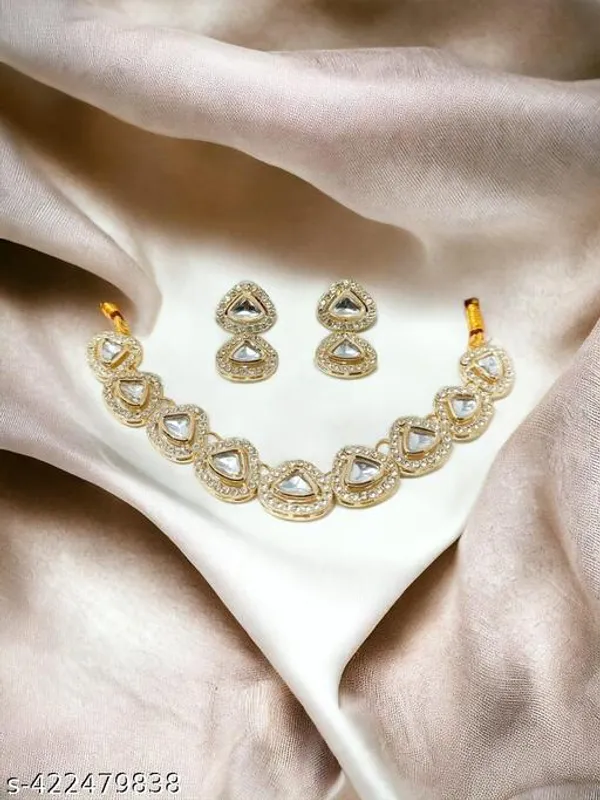 Bridal_Gold_Toned_Necklace_Earrings_Set_Traditional_Jewellery_With_Reflective_Stones_Ethnic_Accessories_For_Weddings_Festive_Wear_Photoshoots_Lightweight_Skin_Friendly_Perfect_Gift_For_Brides_Bridesmaids_Birthdays_Cultural_Celebrations