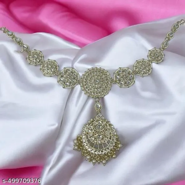 Designer_Kundan_Bridal_Maang_Tikka_Headpiece_Antique_Gold_Finish_With_Pearl_Hanging_Traditional_Ethnic_Forehead_Jewelry_For_Women_Elegant_Indian_Jewellery_For_Wedding_Festival_Party_Wear
