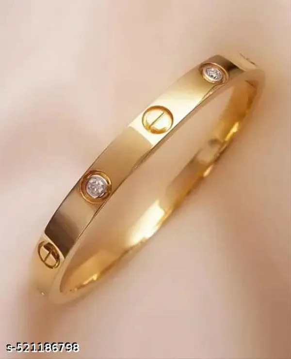 Gold_Tone_Screw_Design_Kada_Bracelet_With_Crystal_Accents_Classic_Unisex_Minimalist_Kada_Luxury_Inspired_Smooth_Finish_Wrist_Bracelet_For_Men_Women_Stylish_Daily_Wear_Party_Gifting_Accessory