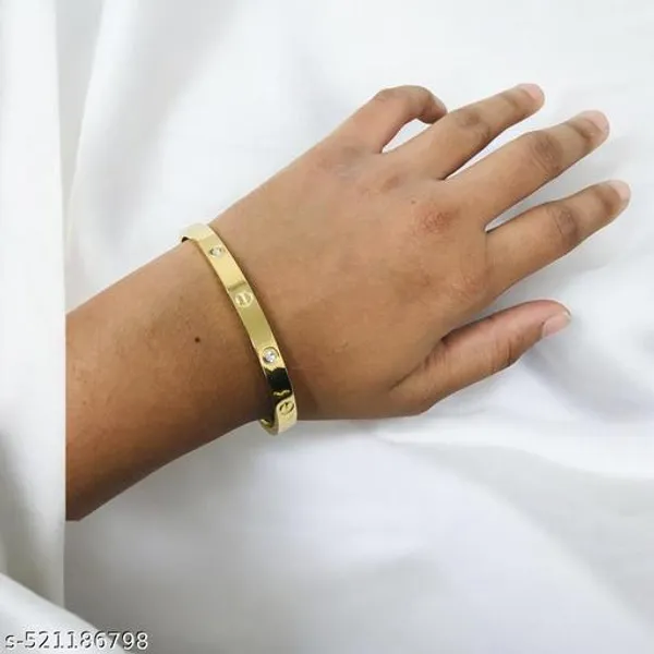 Gold_Tone_Screw_Design_Kada_Bracelet_With_Crystal_Accents_Classic_Unisex_Minimalist_Kada_Luxury_Inspired_Smooth_Finish_Wrist_Bracelet_For_Men_Women_Stylish_Daily_Wear_Party_Gifting_Accessory