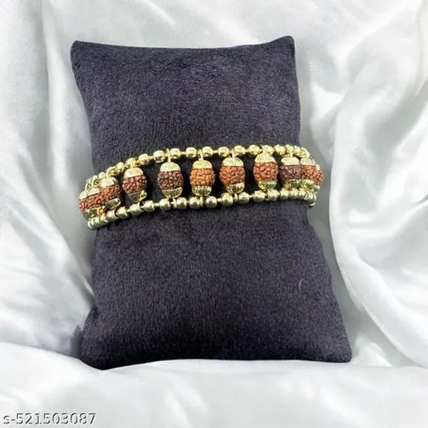 Handcrafted_Rudraksha_Bead_Bracelet_With_Gold_Tone_Spacers_Traditional_Spiritual_Jewelry_Adjustable_Unisex_Bracelet_For_Meditation_Prayer_Everyday_Wear_Premium_Finish_Ethnic_Accessory