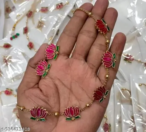 Lotus_Necklace_Set_For_Women_Traditional_Gold_Plated_Pink_Lotus_Jewellery_Stylish_Handmade_Floral_Necklace_With_Earrings_Ethnic_Wedding_Festive_Party_Wear_Jewellery_Perfect_Gift_For_Wife_Sister_Girlfriend_Mother