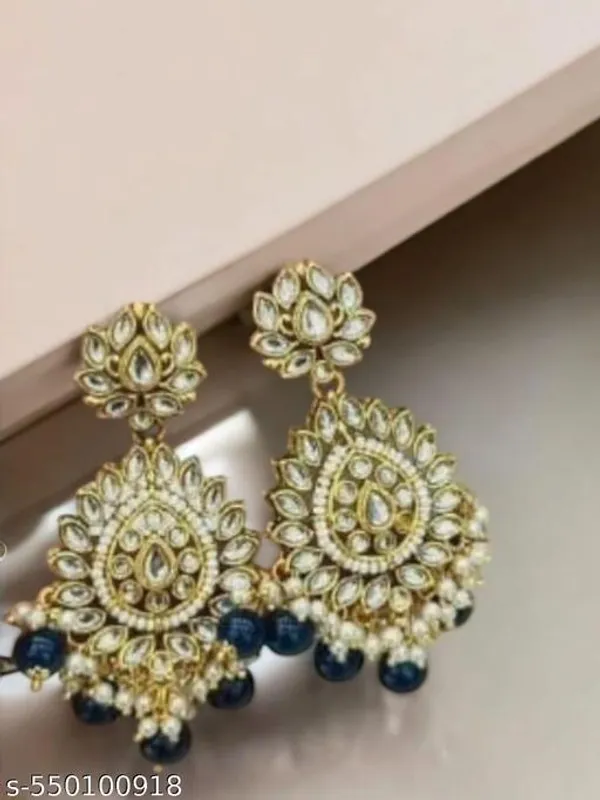 Bridal_Gold_Plated_Kundan_Necklace_Set_With_Blue_Beads_For_Women_Traditional_Choker_Jewellery_With_Matching_Earrings_Maang_Tikka_Anti_Tarnish_Ethnic_Wedding_Festive_Party_Wear_Jewellery_Set_Elegant_Gift_For_Wife_Mother_Sister_Girlfriend