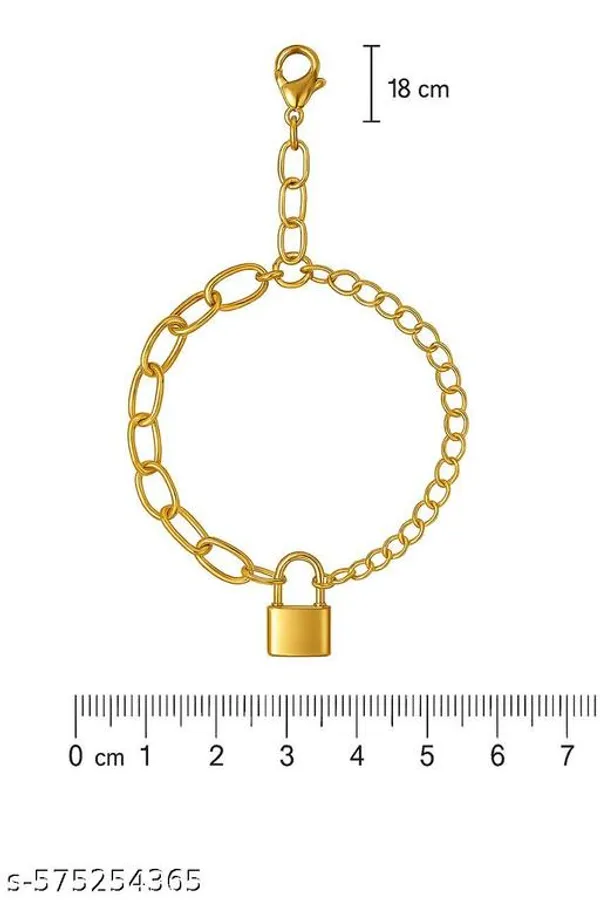 Modern_Gold_Tone_Chain_Bracelet_For_Women_Girls_Mixed_Oval_Link_Design_With_Sleek_Padlock_Charm_Adjustable_Extender_For_Perfect_Fit_Minimalist_Yet_Bold_Everyday_Wear_Jewellery_Stylish_Trendy_Elegant_Accessory_For_Casual_Party_Daily_Fashion