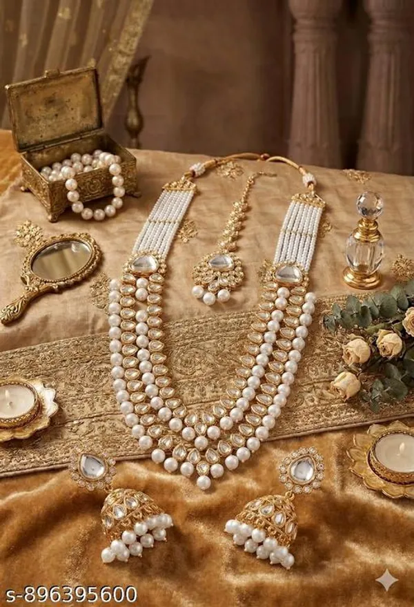 Kundan_Pearl_Bridal_Jewelry_Set_With_Layered_Necklace_Maang_Tikka_Jhumka_Earrings_Traditional_Indian_Wedding_Gold_Tone_Set_With_Teardrop_Stones_And_Pearl_Drops_For_Festive_Party_Wear