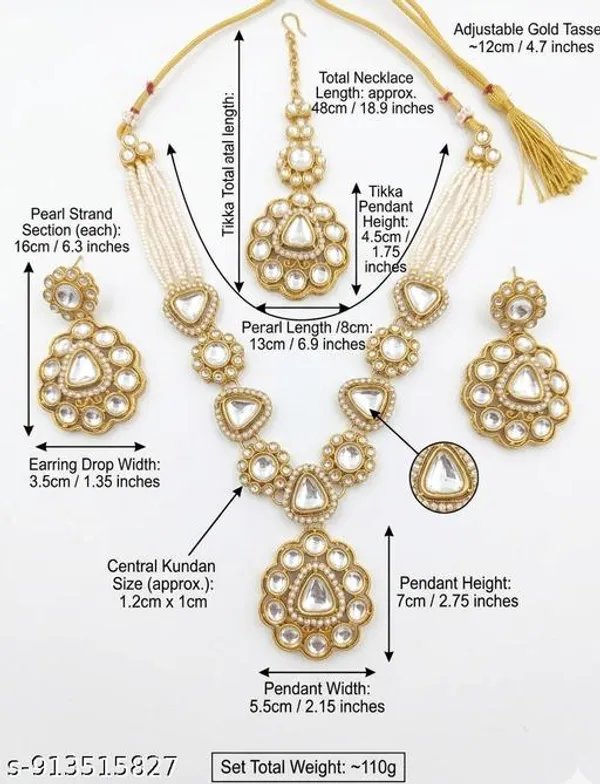 Bridal_Gold_Tone_Jewellery_Set_With_Necklace_Earrings_Maang_Tikka_White_Stone_Teardrop_Circular_Design_Premium_Traditional_Set_Lightweight_Elegant_Comfortable_Perfect_For_Weddings_Festive_Wear_Parties_Gifting