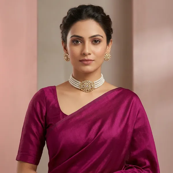 Shimmering_Elegant_Jewellery_Set_Gold_Plated_Pearl_Choker_With_Kundan_Pendant_Earrings_Stylish_Traditional_Ethnic_Wear_For_Women_Premium_Festive_Wedding_Party_Jewellery_Ideal_Gift_For_Anniversaries_Cultural_Celebrations