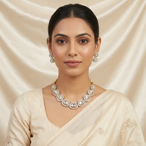 Bridal_Gold_Toned_Necklace_Earrings_Set_Traditional_Jewellery_With_Reflective_Stones_Ethnic_Accessories_For_Weddings_Festive_Wear_Photoshoots_Lightweight_Skin_Friendly_Perfect_Gift_For_Brides_Bridesmaids_Birthdays_Cultural_Celebrations
