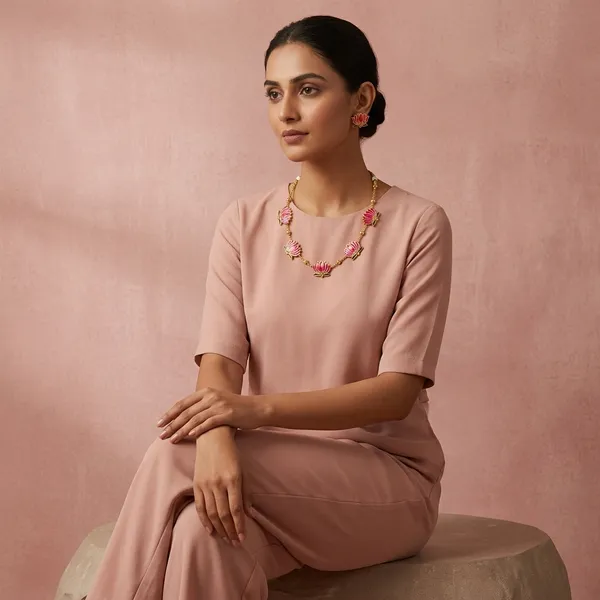 Lotus_Necklace_Set_For_Women_Traditional_Gold_Plated_Pink_Lotus_Jewellery_Stylish_Handmade_Floral_Necklace_With_Earrings_Ethnic_Wedding_Festive_Party_Wear_Jewellery_Perfect_Gift_For_Wife_Sister_Girlfriend_Mother