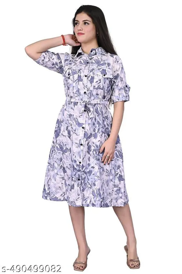 Poshak_Wiz_Women_Girls_A_Line_Dress_Casual_Wear_Printed_Short_Sleeve_Dress_Fabric_Cotton