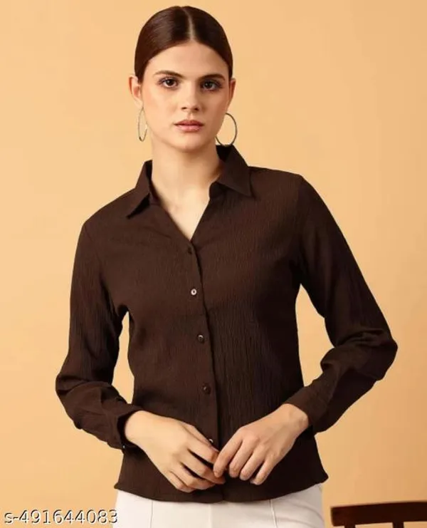 Poshak_Wiz_Womensolid_Casual_Brown_Shirt
