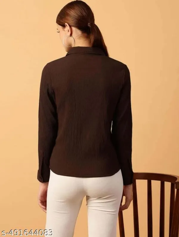 Poshak_Wiz_Womensolid_Casual_Brown_Shirt