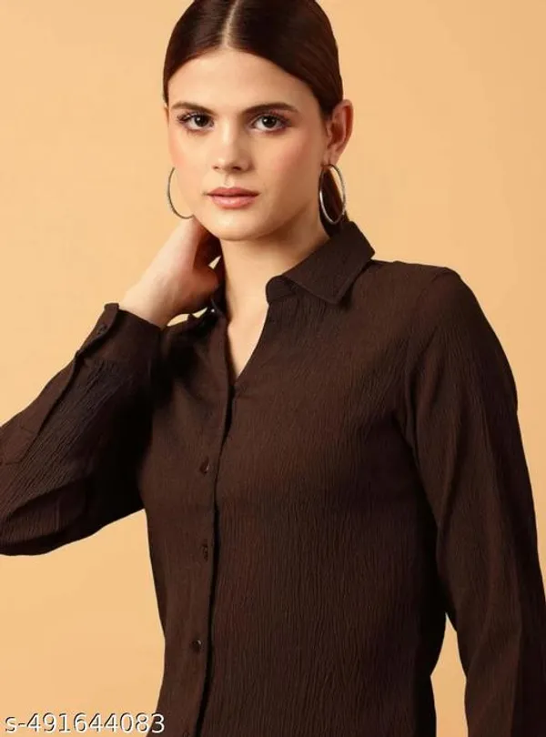Poshak_Wiz_Womensolid_Casual_Brown_Shirt