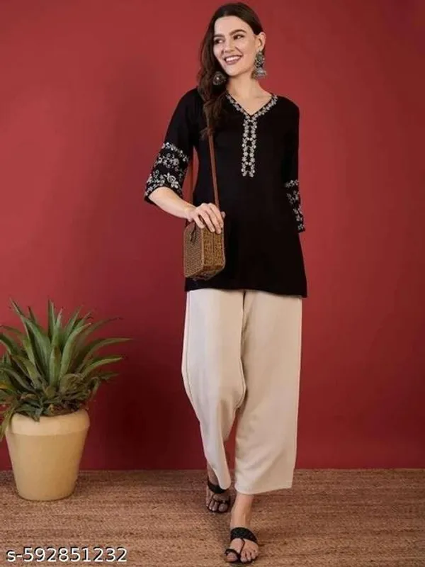 Stylish_Black_Embroidered_Short_Kurti_For_Women_With_A_Stylish_Design