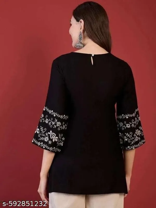 Stylish_Black_Embroidered_Short_Kurti_For_Women_With_A_Stylish_Design