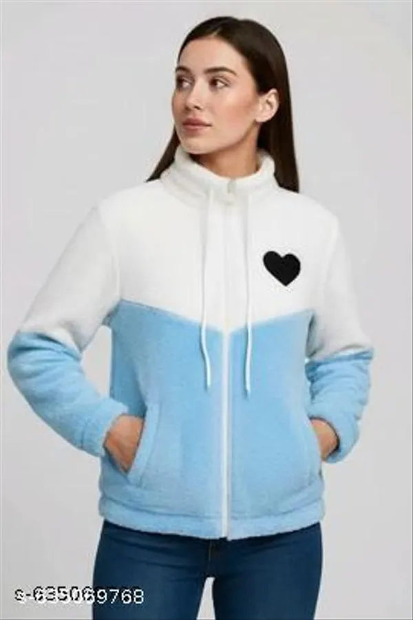 Womens_Solid_Two_Coloured_Heart_Patch_Full_Sleeve_Fur_Jacket