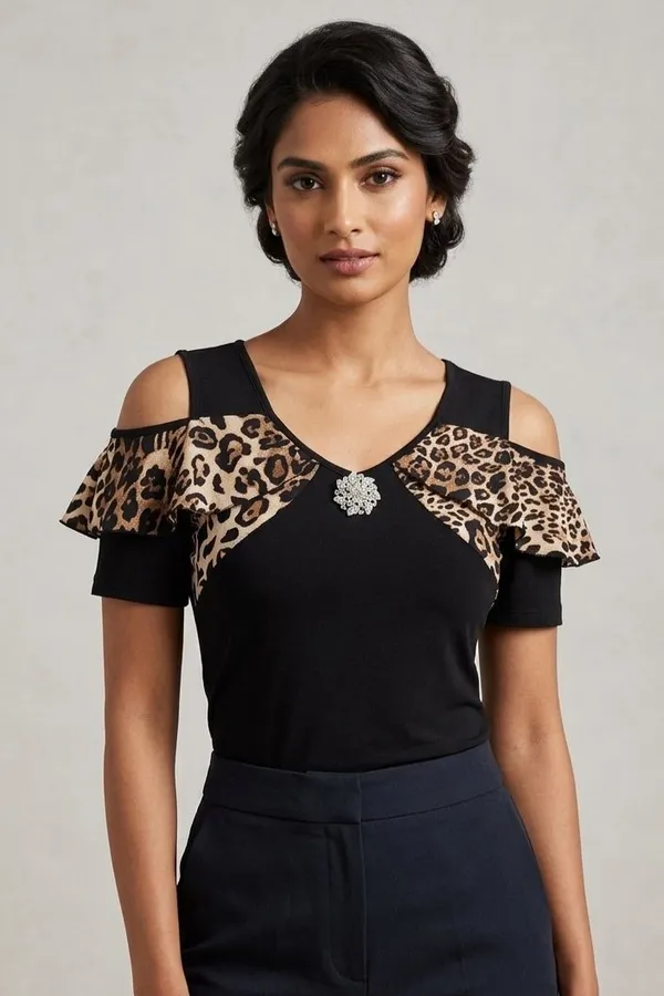Black_Cold_Shoulder_Leopard_Print_Top_For_Women