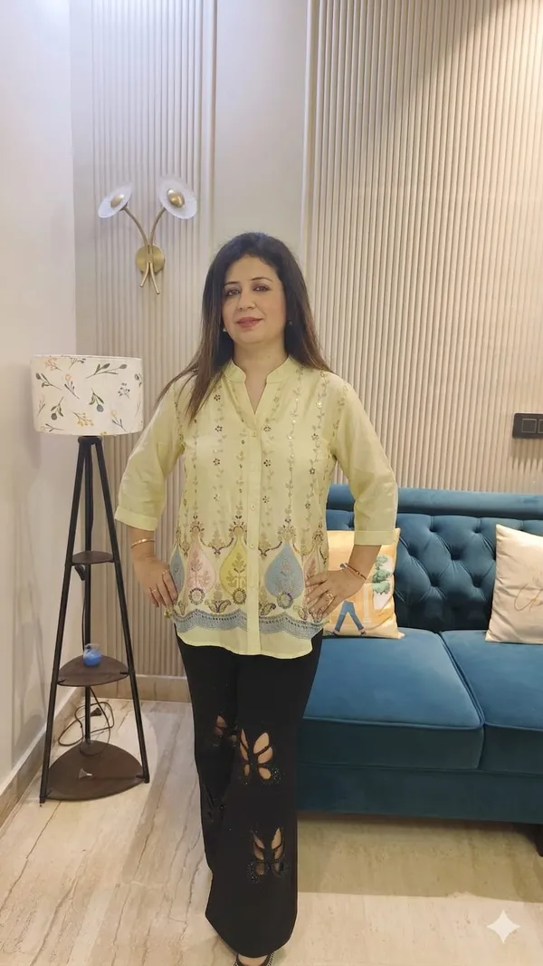 Yellow_Embroidered_Button-Down_Tunic_Top_For_Women