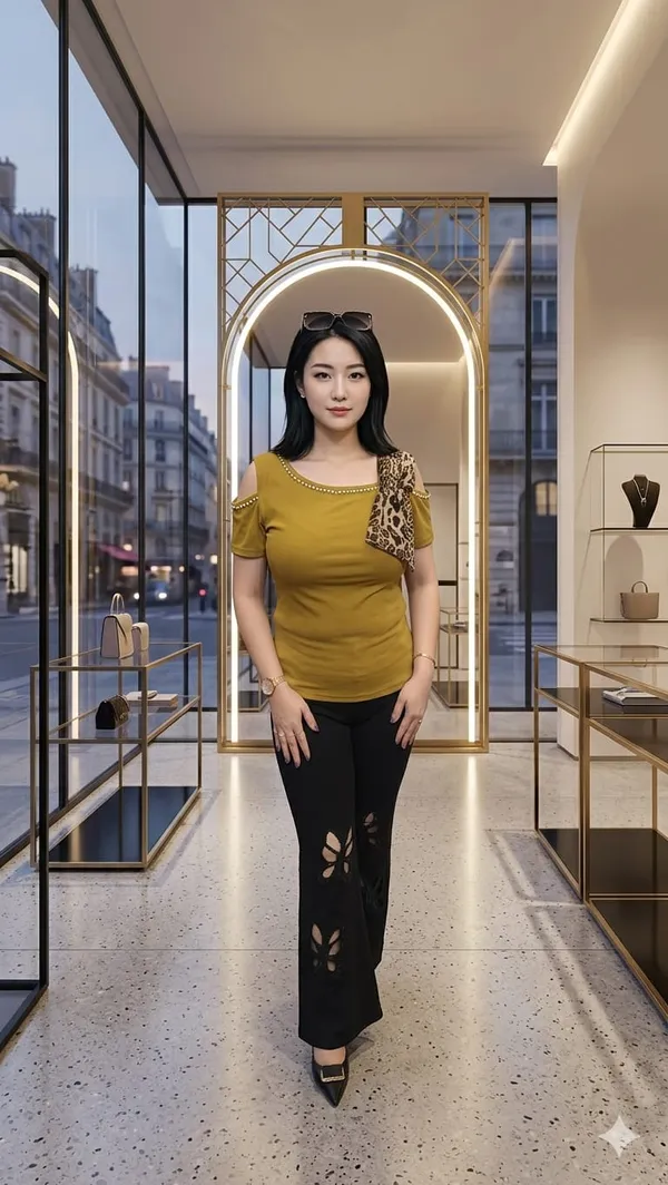 Mustard_Yellow_Cold_Shoulder_Top_With_Leopard_Print_Scarf