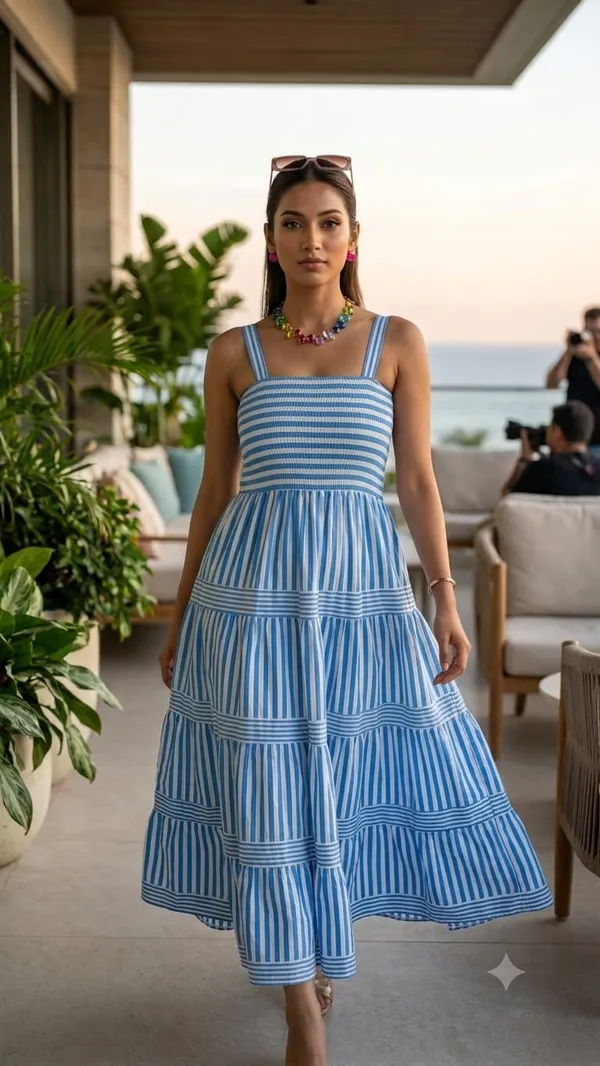 Sky_Blue_Striped_Tiered_Midi_Dress_For_Women