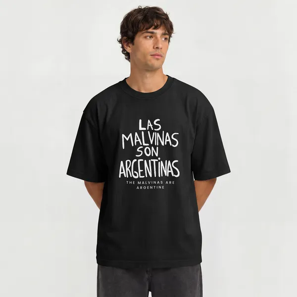 Las_Malvinas,Argentina,Oversize_,_Black,_Cotton__Football_Graphic_T-Shirt_For_Unisex