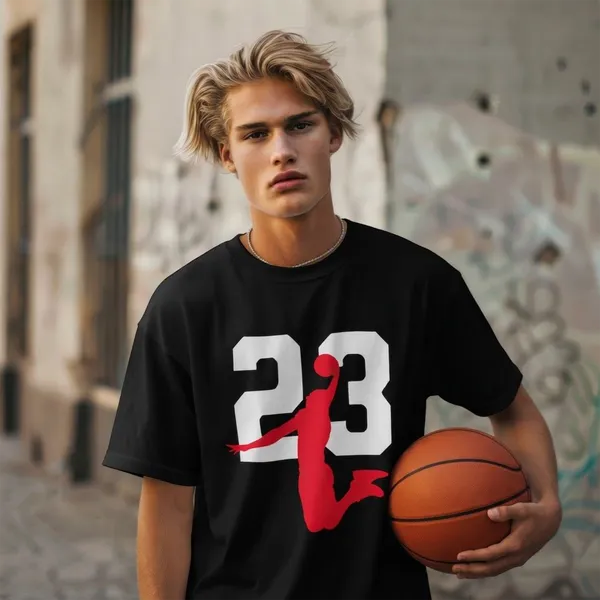 Jordan__23_NBA_Basketball_Oversized_Black_Cotton_T-Shirt_For_Men_And_Women