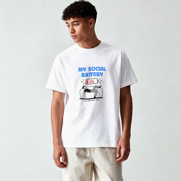 My_Social_Battery_Graphic_White_Regular_Fit_Cotton_T-Shirt_For_Men_And_Women