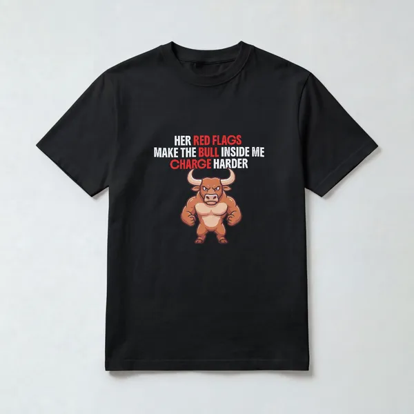 Red_Flag_And_Bull_Graphic_Black_Cotton_T-Shirt_For_Men_And_Women