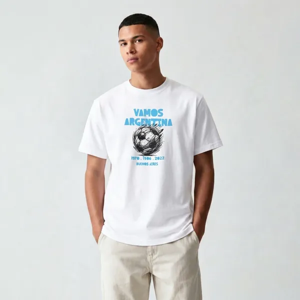 Vamos_Argentina_Print_White_Cotton_T-Shirt_For_Men_And_Women