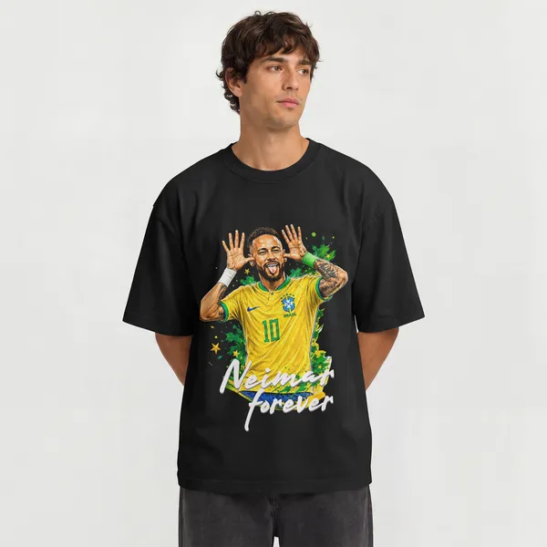 Neymar_Forever_Football_Jersey_Graphic_Oversized_Black_Cotton_T-Shirt_For_Men_And_Women