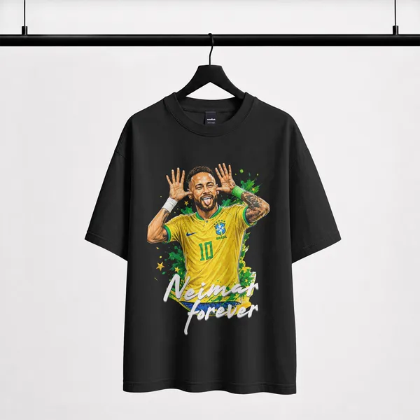 Neymar_Forever_Football_Jersey_Graphic_Oversized_Black_Cotton_T-Shirt_For_Men_And_Women