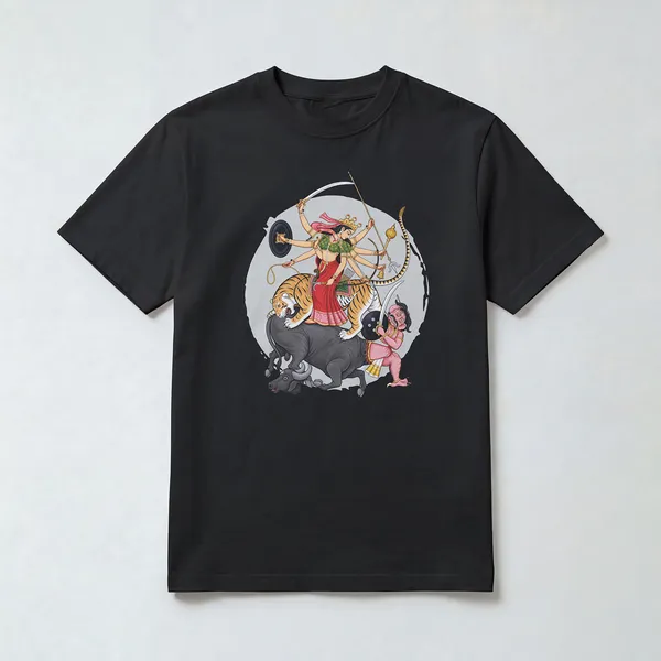 Devi_Durgaa_Black_Graphic_Tee_Cotton_T-Shirt_For_Men_And_Women