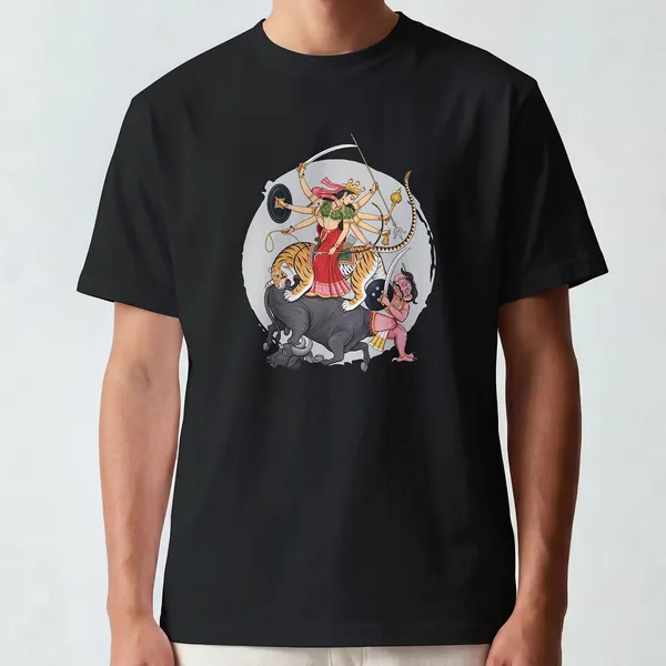 Devi_Durgaa_Black_Graphic_Tee_Cotton_T-Shirt_For_Men_And_Women