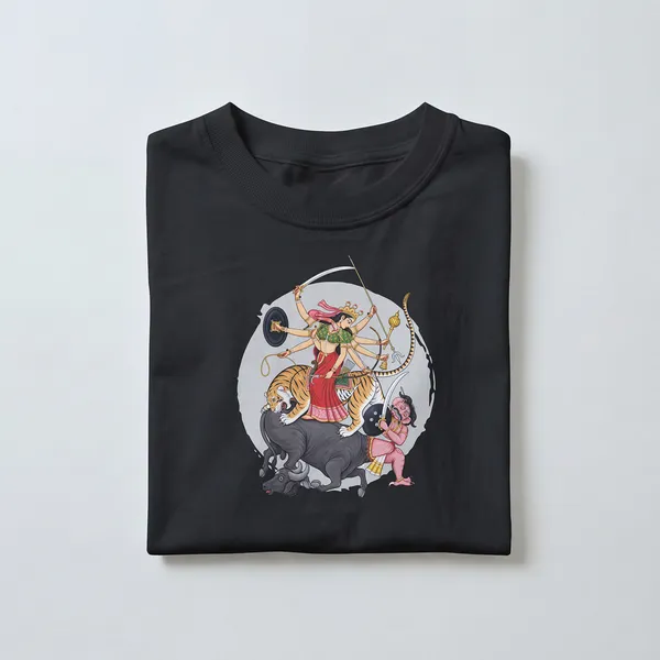 Devi_Durgaa_Black_Graphic_Tee_Cotton_T-Shirt_For_Men_And_Women