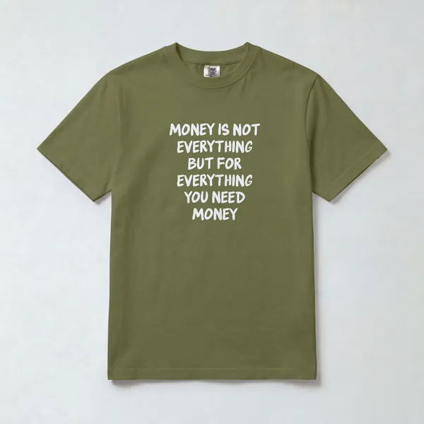 Money_Is_Not_Everything_Print_Olive_Green_Cotton_T-Shirt_For_Men_And_Women