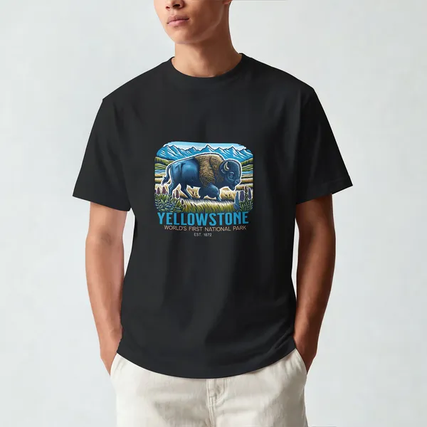 Yellowstone_National_Park__Graphic_Black_Cotton_T-Shirt_For_Men_And_Women