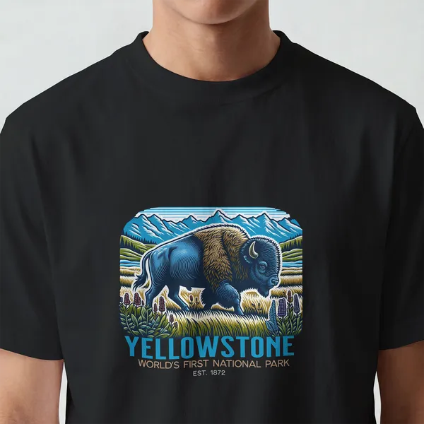 Yellowstone_National_Park__Graphic_Black_Cotton_T-Shirt_For_Men_And_Women