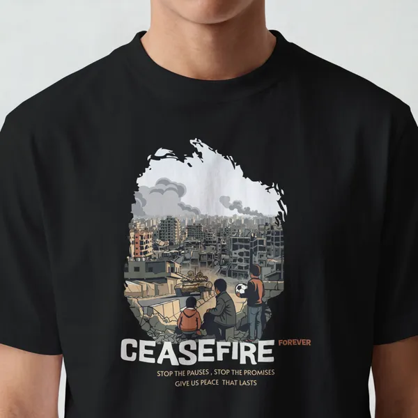 Ceasefire_Forever_Print_Black_Cotton_T-Shirt_For_Men_And_Women