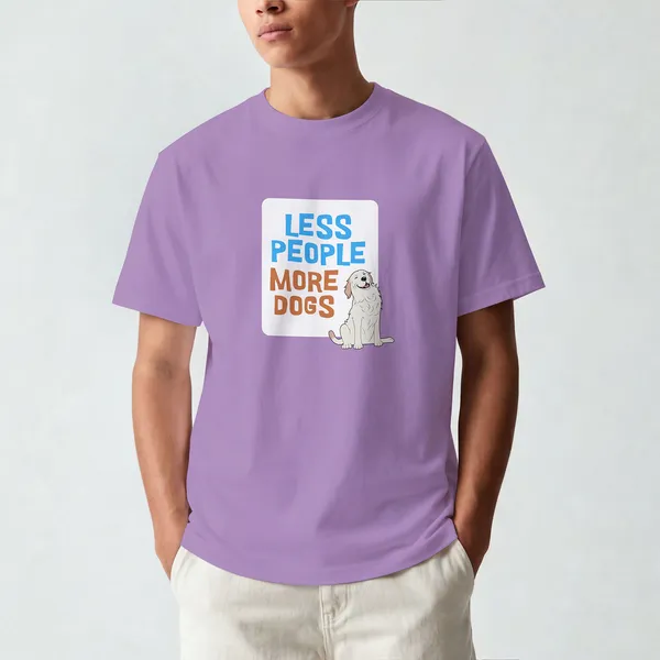 Less_People_More_Dogs_Lavender_Graphic__Cotton__T-Shirt_For_Men_And_Women