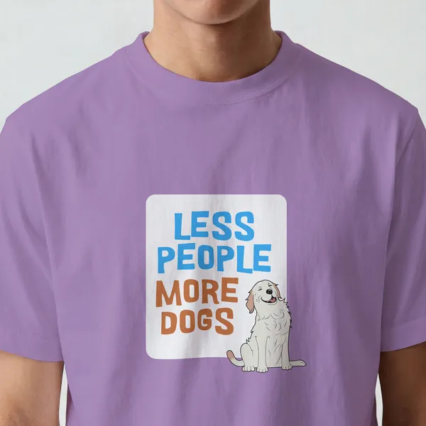 Less_People_More_Dogs_Lavender_Graphic__Cotton__T-Shirt_For_Men_And_Women