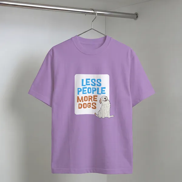 Less_People_More_Dogs_Lavender_Graphic__Cotton__T-Shirt_For_Men_And_Women