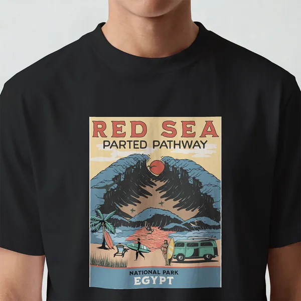 RED_SEA_Graphic_Black_Cotton_T-Shirt_For_Men_And_Women