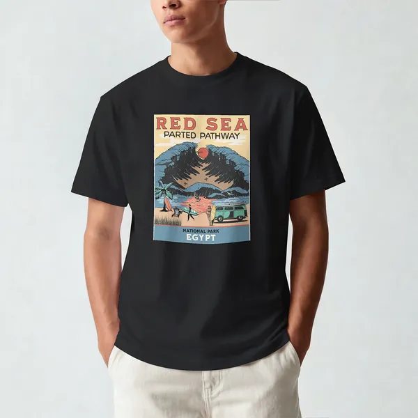 RED_SEA_Graphic_Black_Cotton_T-Shirt_For_Men_And_Women