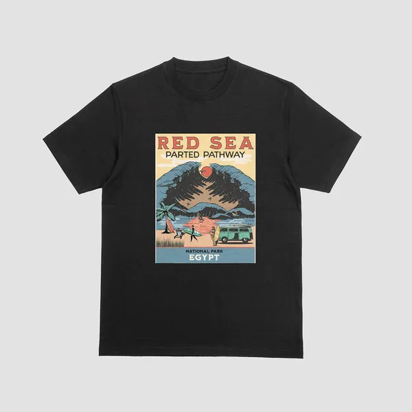 RED_SEA_Graphic_Black_Cotton_T-Shirt_For_Men_And_Women