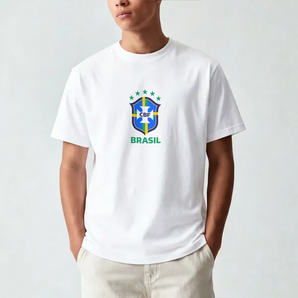 Brazil_Logo_5_Star_Football_Graphic_White_Cotton_T-Shirt_For_Men_And_Women